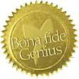 Photo of gold foil seal stating Incognito is a bona fide genius at website design